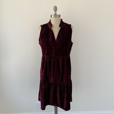 Dear John Helena Mini Dress Velvet Whimsigoth Tiers Dark Moody Wine V Neck Sz M