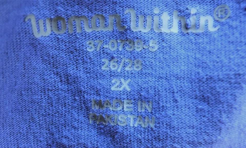 NUEVO Woman Within Dk. Top Babydoll Pintucks azul talla grande 2X mezcla de algodón encaje Foto 4 de 4