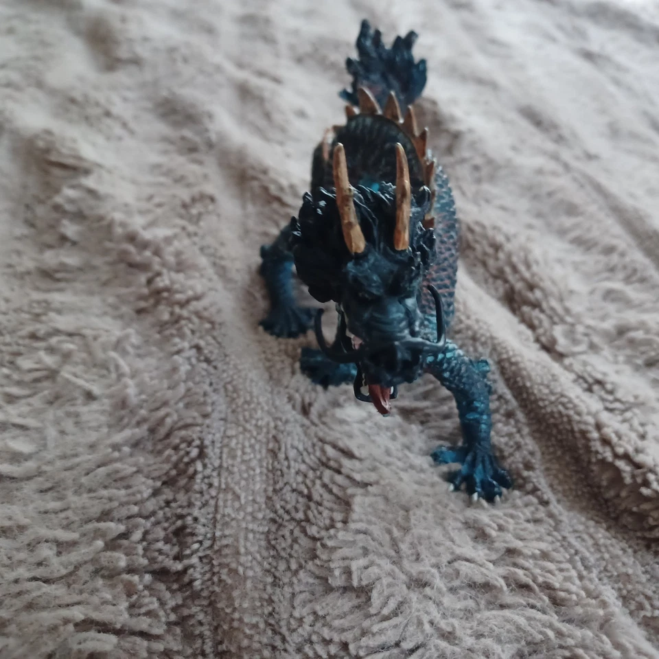 Plastoy Blue Horned Emperor DRAGON 7" Figure Figurine Chinese Oriental - Imagem 3 de 4