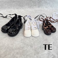 1/6 1/4 1/3 Round-toed Flat Leather Shoes With Ribbons Fit Bjd Doll Body