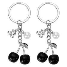 2Pcs Cherry Keychains Cute Handbag Accessories for Women, Black