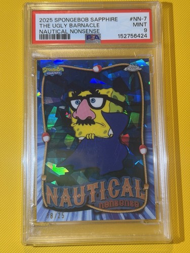 2025 Topps Chrome Sapphire Spongebob The Ugly Barnacle Nautical Nonsense PSA 9