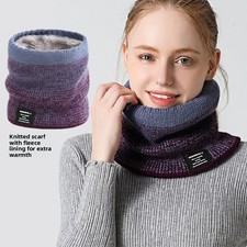 Thickened Fleece Gradual Color Knitted Scarf Unisex Winter Warm Neck Warmer Scar