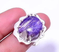 Charoite - Siberia 925 Sterling Silver Handmade Ring Size Adjustable 27 A348