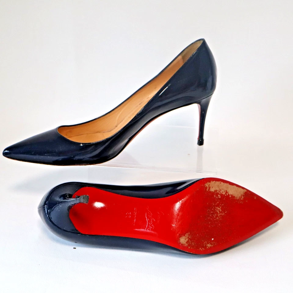 Christian Louboutin Pigalle pump spike heel blue patent leather shoe 38 7.5 - 8 - Image 3 of 4