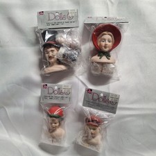 Mangelsen Porcelain Doll Head Hands Porcelain Carolers. Man / Lady / Boy / Girl
