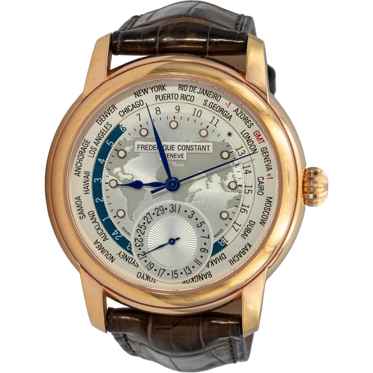 FREDERIQUE CONSTANT 18k Rose Gold Plated Classics Worldtimer Watch