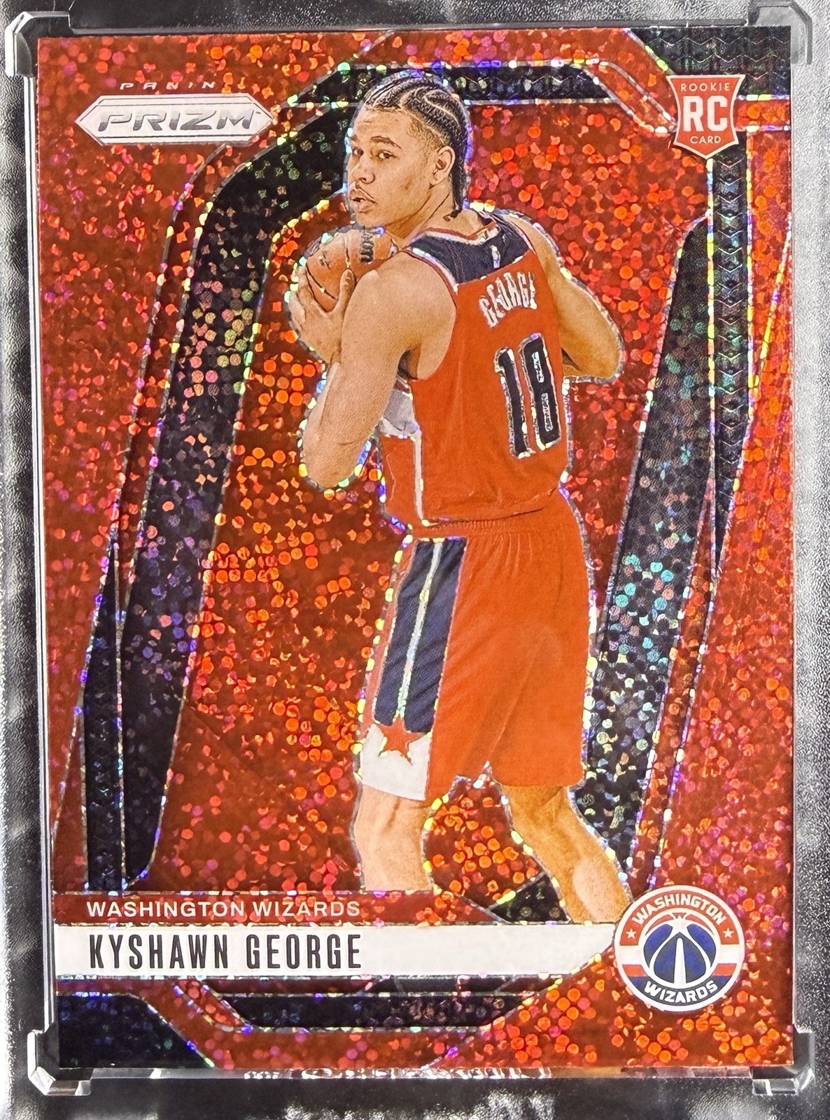 2024-25 Prizm Kyshawn George RED SPARKLE PRIZM COLOR MATCH SSP Rookie Card #257