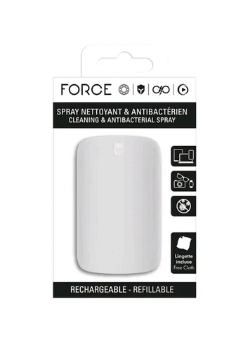 Force Spray Nettoyant Antibactérien 15ml avec Encoche de Fixation BlancTéléphone