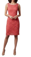 Marc New York Womens 12 Sheath Dress Coral Pink Short Mini Lace Lined