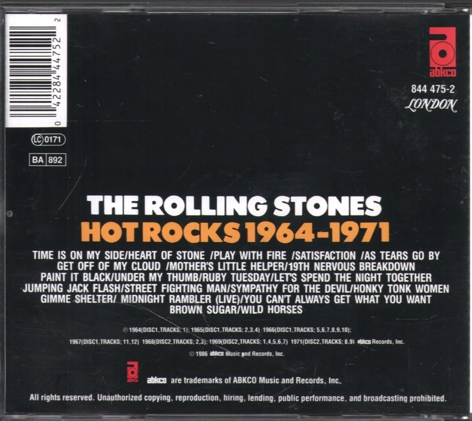 Rolling Stones Hot Rocks 1964-1971 CD set Europe Abkco 2002 2CD set in fat box - Bild 2 von 2