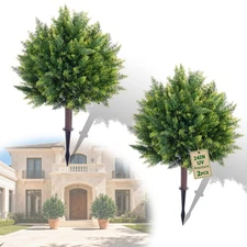 24inch Artificial Cedar Christmas Trees, Norfolk Pine Tree. 2 Sets Faux Cypre...