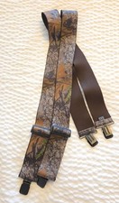 Mens RealTree Camo X-Back - Made in the USA- Adjustable Clip-On Suspenders Brown