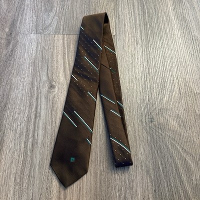 Vintage COURREGES retro Brown And Teal Skinny Necktie