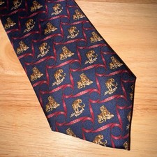 Bert Pulitzer Silk Made in USA Men's Tie Tiger Print on Navy Red Ribbon