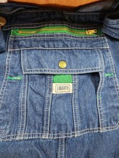 Liberty Men Overall Bibs BlueJean Carpenter Farm Denim 46x30 LogoButtons