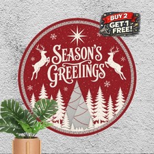 Festive Merry Christmas Metal Sign Holiday Party Retro Wall Plaque Art