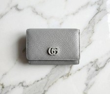 Authentic GUCCI GG Marmont Leather Trifold Wallet Gray