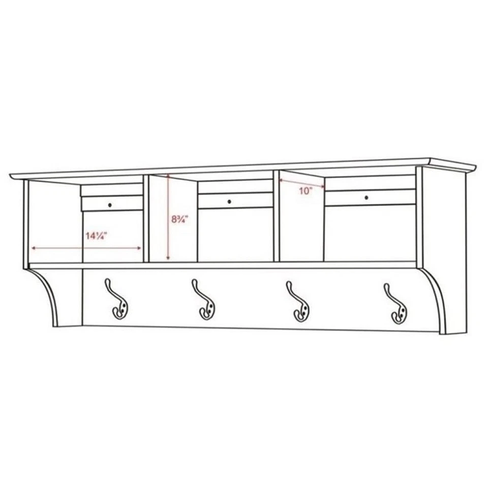 Perchero contemporáneo montado en la pared Prepac 48", ganchos para abrigo montaje en pared con 3... Foto 3 de 4