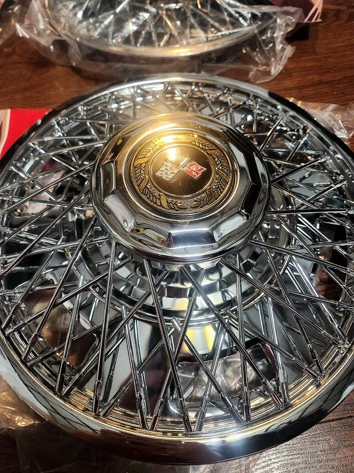 Set Vintage Chrome Chevrolet Chevy Hubcap Wire Spoke Wheel Cover 13" Aftermarket - Image 3 of 4