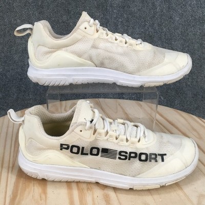 POLO Sport Ralp Lauren Shoes Womens 9.5 Tech Racer Sneakers Beige Athletic Low