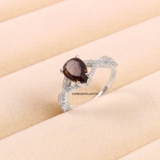 Natural Smoky Quartz Ring, Anniversary Ring, Pear Cut Quartz, Wedding Ring