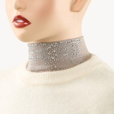 Shiny Women Rhinestone Fake Collar Top Pull-On Neckpiece Dubai Neck Cover Blouse