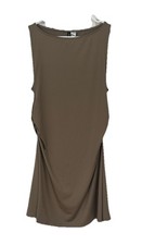 H&M Ruched Sleeveless Dress Size XL Beige Tan Mini Midi Dress