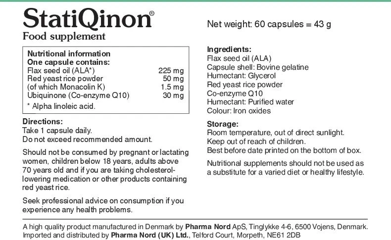 Cápsulas Pharma Nord StatiQinon (60) BBE 05/2028 Foto 2 de 2