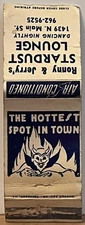 Ronny & Jerry's Stardust Lounge Rockford IL Illinois Vintage Matchbook Cover