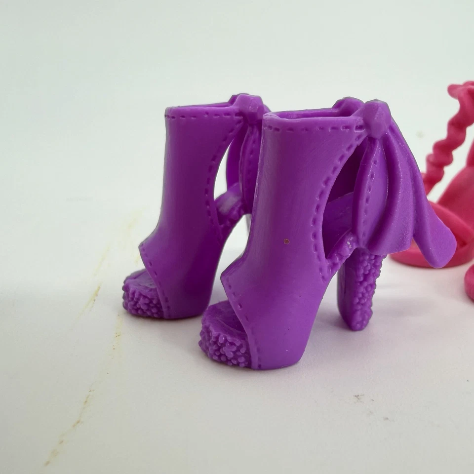 Genuine Barbie Doll Shoes High Heels Fancy Fashion Lot 3 Pairs Pink Purple - Image 2 of 4