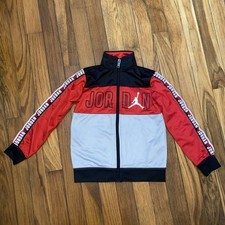 Jordan Tricot Full Zip Track Jacket Coat Red Black Gray Size 4-5 Years