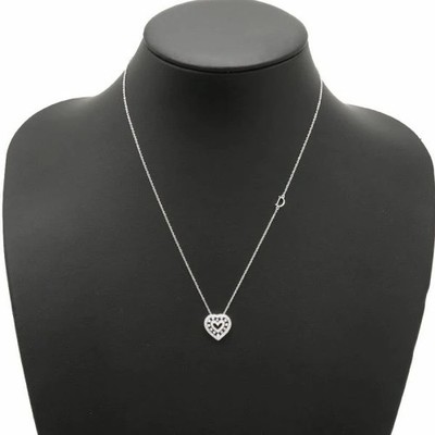 Damiani Belle Epoque Heart Necklace/Sapphire & Diamond 750WG White Gold 18K Auth