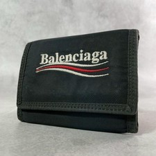 BALENCIAGA Tri-Fold Wallet Limited Logo Simple Black Limited Edition VHTF Design