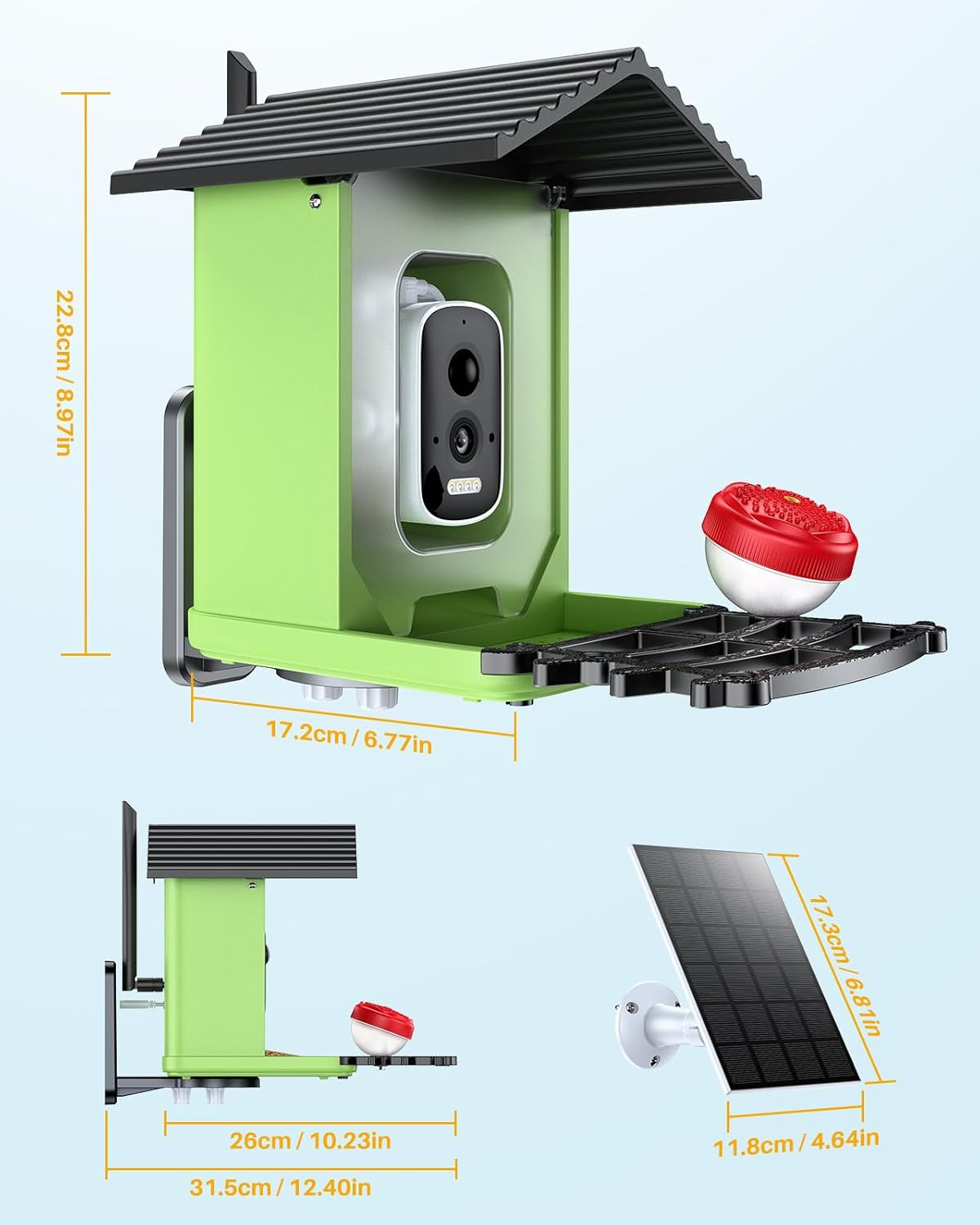 Bird Feeder with Camera, 2K HD AI Identify Smart Bird House Camera with Solar Po