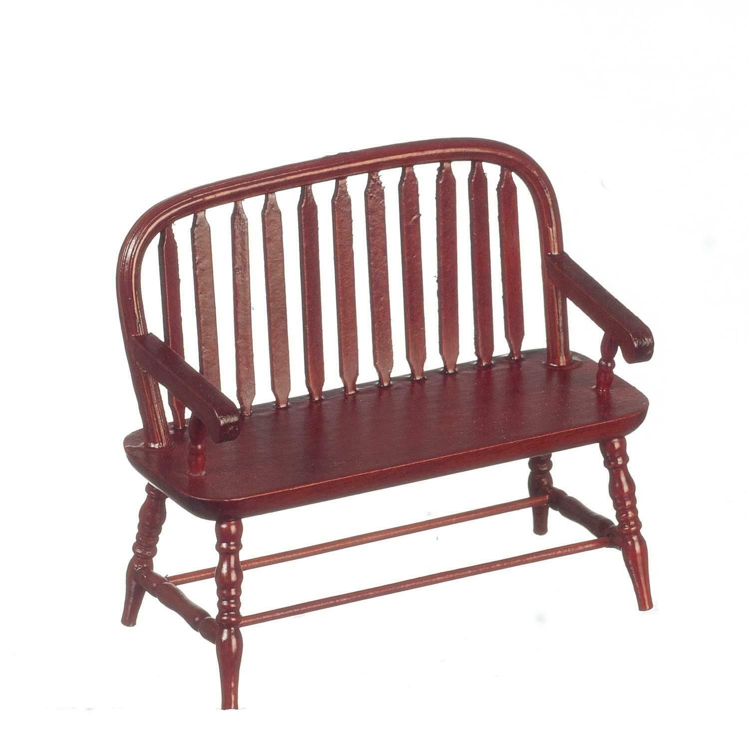 Dolls House Mahogany Wood Colonial Windsor Bench Miniature 1:12 Scale Furniture