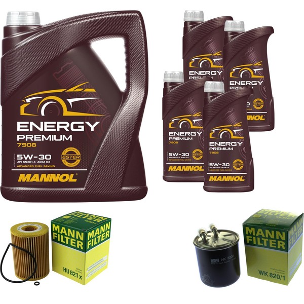Inspektionspaket 9L Mannol Premium 5W-30 FüR Mercedes W639 3.0 W164 ML 320 122-image