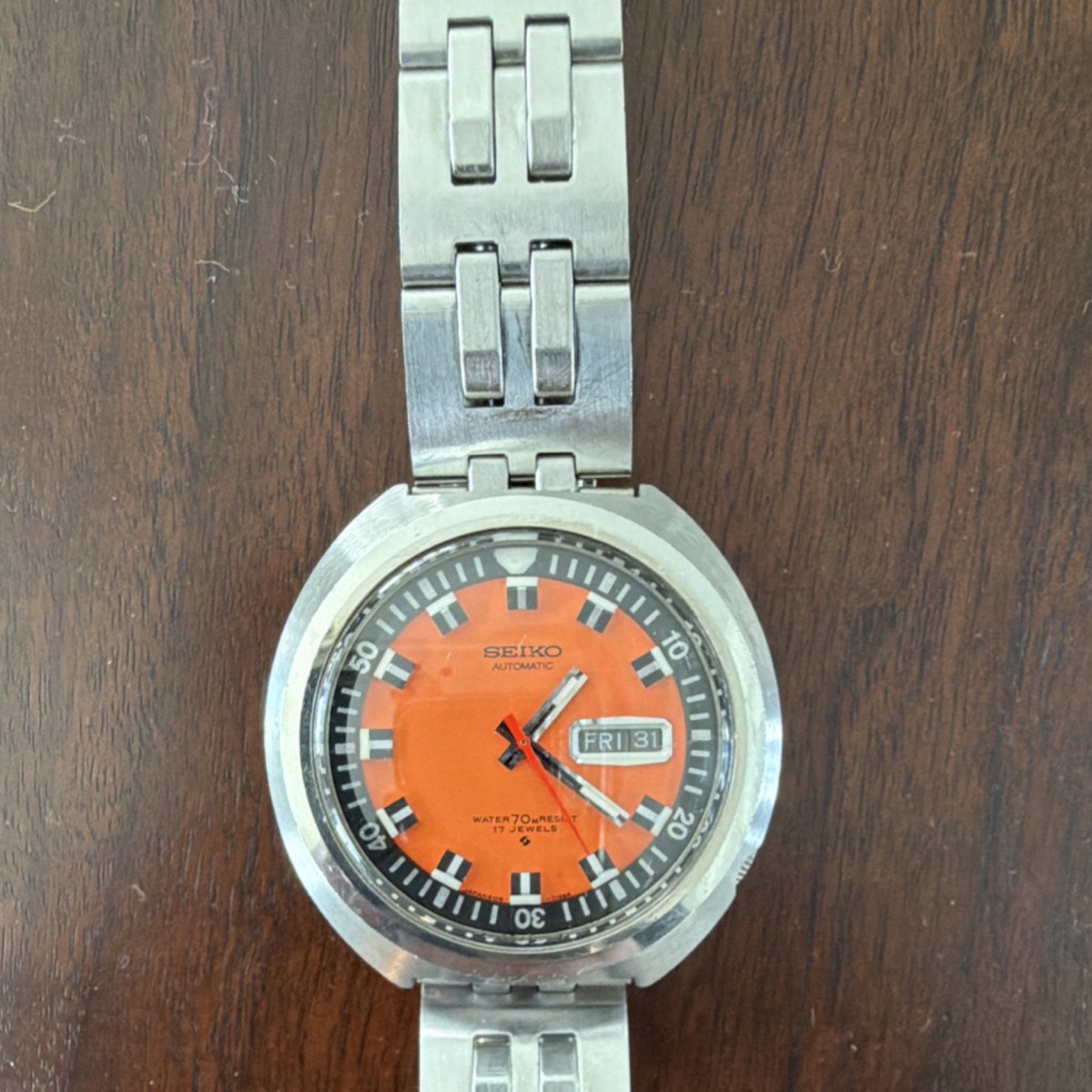 Vintage Seiko Orange Turtle Dial Automatic 6106-7107 Day Date