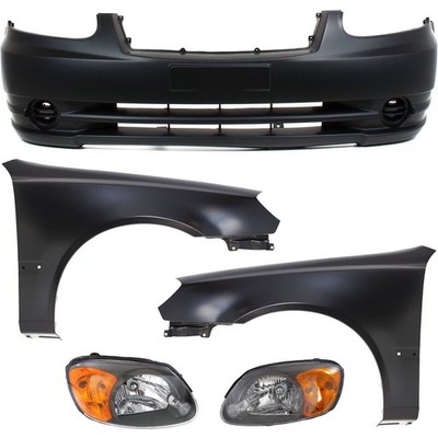 Bumper Cover Kit For 2003-2006 Hyundai Accent Hatchback Sedan Front 5Pc