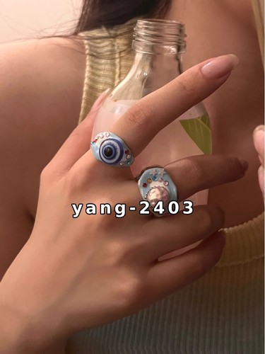 Lindo anillo globo ocular variación esmalte esmalte por goteo ojo de color anillo femenino joyería - Imagen 6 de 18