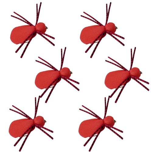6 pc Foam Spider Flies - Red #14 - Fly Fishing Set for Panfish Bluegill Trout B