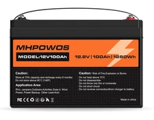 MHPOWOS 100Ah 12V Battery LiFePO4 Lithium Iron Phosphate Rechargeable Battery
