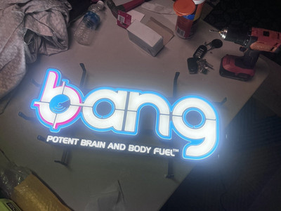 bANG Energy Drink Lighted Advertising Sign - Potent Brain and Body Fuel