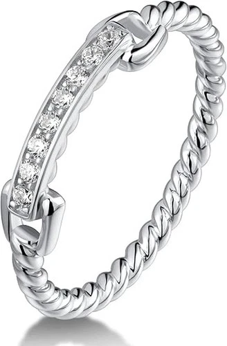 VVS1 D 925 Silver Moissanite Ring Size 7 Twisted Band Diamond Look Stackable