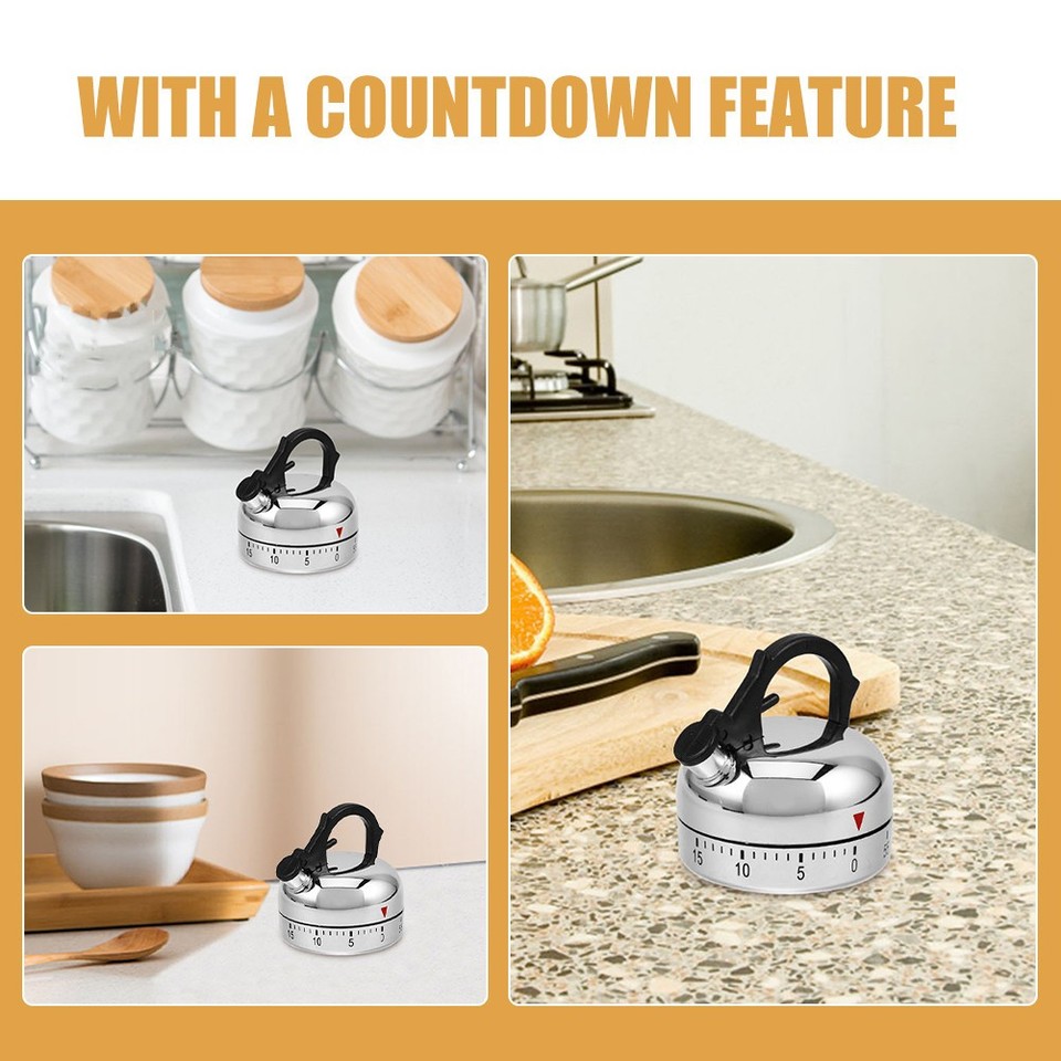 2 Pcs Mechanical Kitchen Timer Manual Cooking Countdown Clock Timer ...