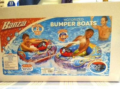 2 PACK) Banzai Aqua Blast Motorized Bumper Boats | eBay