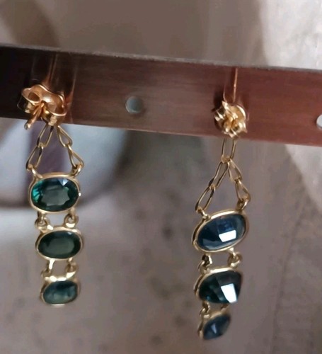 Vintage 18 Gold Topaz Earrings - Picture 2 of 10