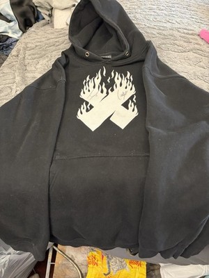 Sam and Colby Signed XPLR Black Flaming Cross Mens Medium Hoodie Sweatshirt