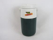 Vintage Coleman Dekalb Seed Drinking Thermos-Green & White-Carrying Handle-NWOT
