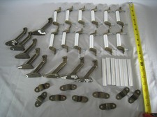 Vintage KBC N1609 Brass Porcelain Drawer Pull Handles Mounting Brackets Lot Set